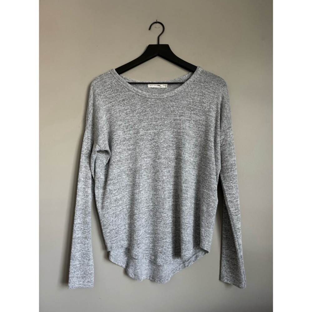 RAG & BONE/JEAN Heather Grey Scoopneck Long-Sleeve T-Shirt